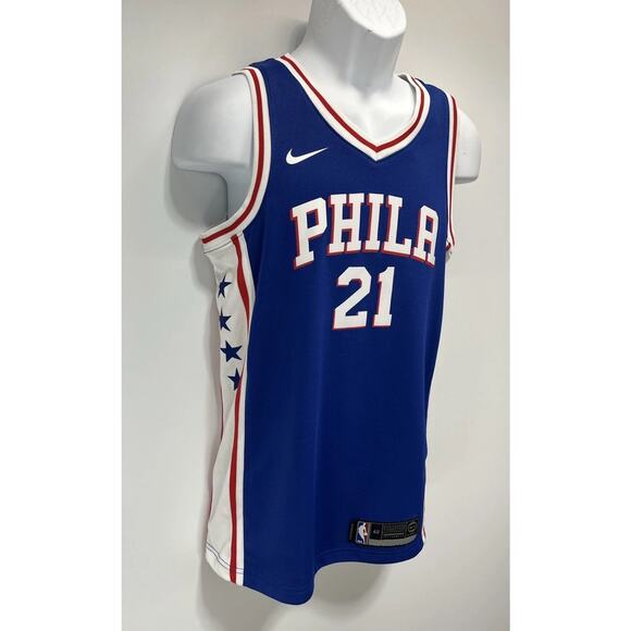 Nike Swingman Joel Embiid #21 Basketball Jersey Philadelphia 76ers NBA Sz S EUC - Picture 3 of 10